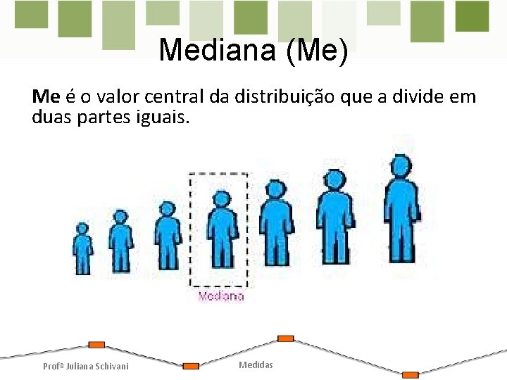 Mediana (Me) Me é o valor central da distribuição que a divide em duas Mediana (Me) Me é o valor central da distribuição que a divide em duas