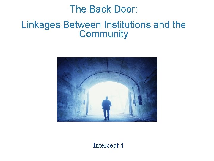 The Back Door: Linkages Between Institutions and the Community Intercept 4 