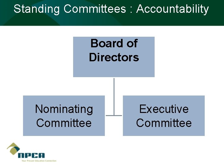 Standing Committees : Accountability Board of Directors Nominating Committee Executive Committee 