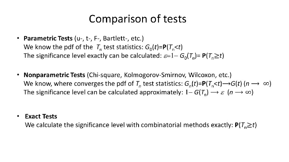 Comparison of tests 