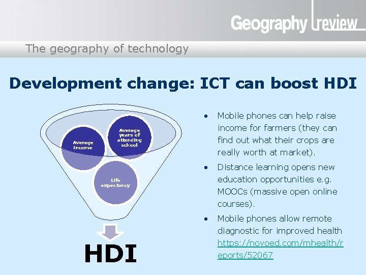 The geography of technology Presentation title Development change: ICT can boost HDI • Average The geography of technology Presentation title Development change: ICT can boost HDI • Average