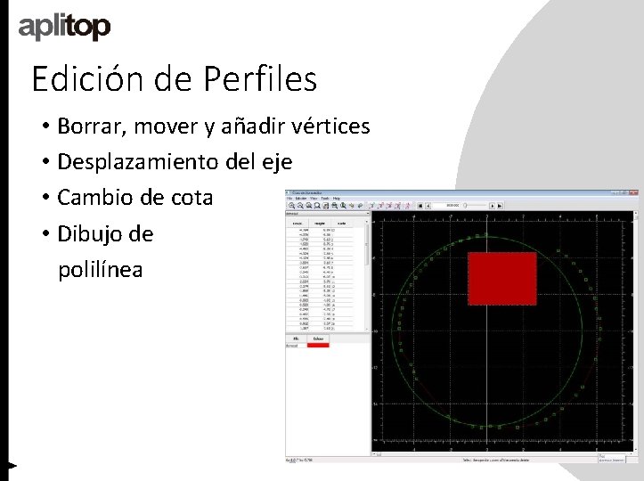 Edición de Perfiles • Borrar, mover y añadir vértices • Desplazamiento del eje •