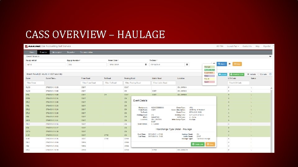 CASS OVERVIEW – HAULAGE 