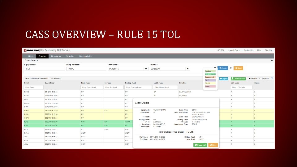 CASS OVERVIEW – RULE 15 TOL 