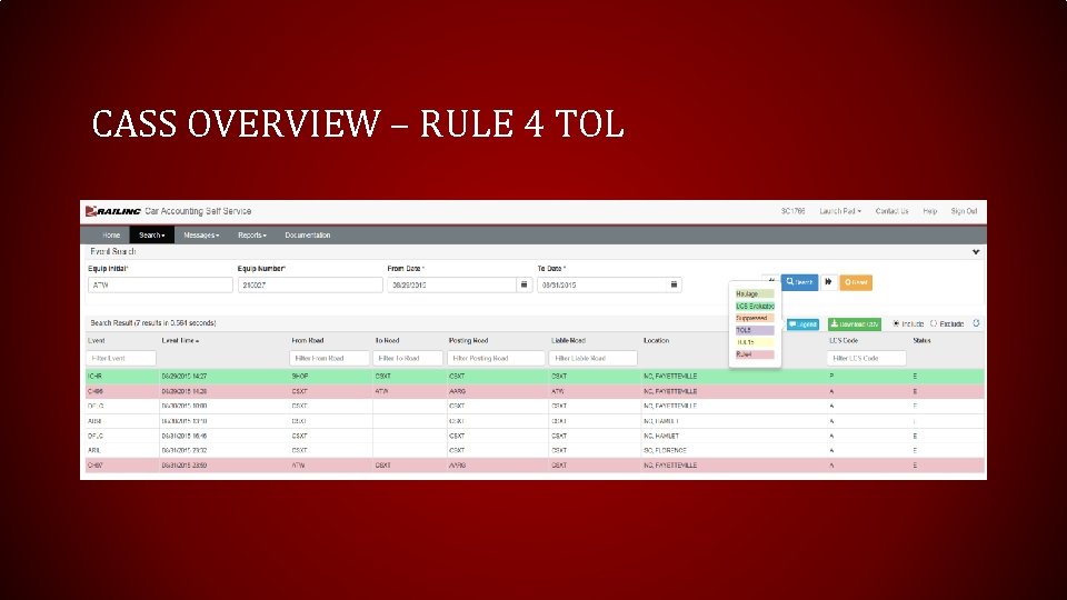 CASS OVERVIEW – RULE 4 TOL 