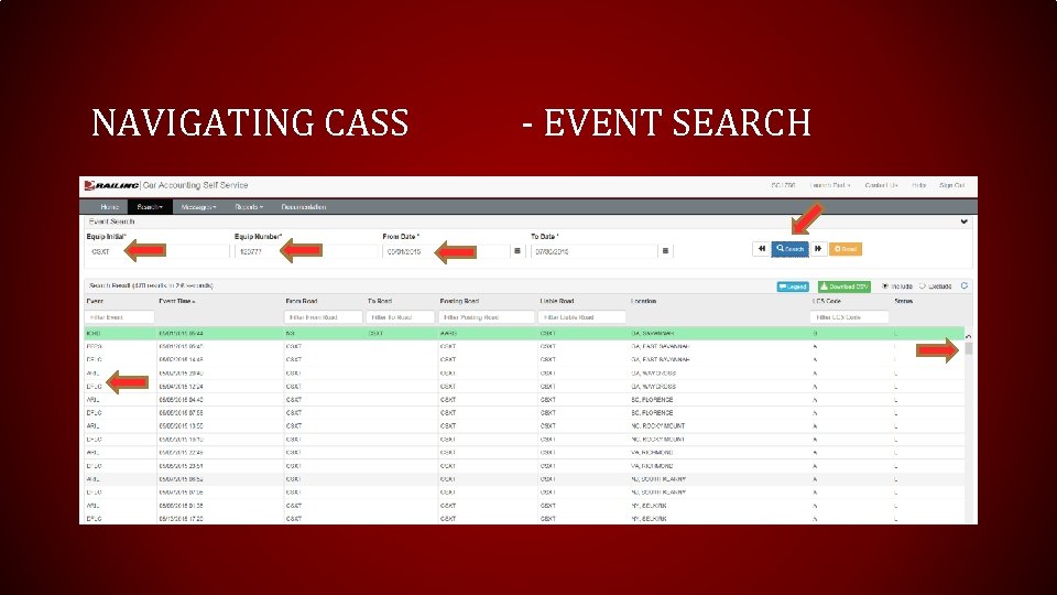 NAVIGATING CASS - EVENT SEARCH 