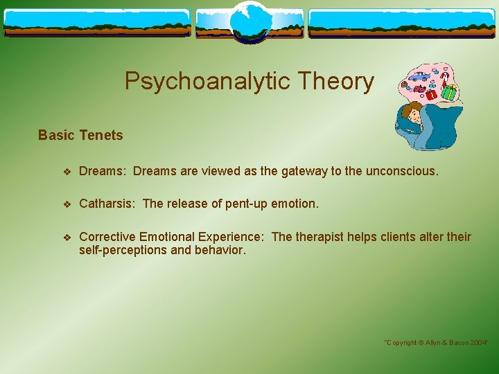 Psychoanalytic Theory Basic Tenets v Dreams: Dreams are viewed as the gateway to the