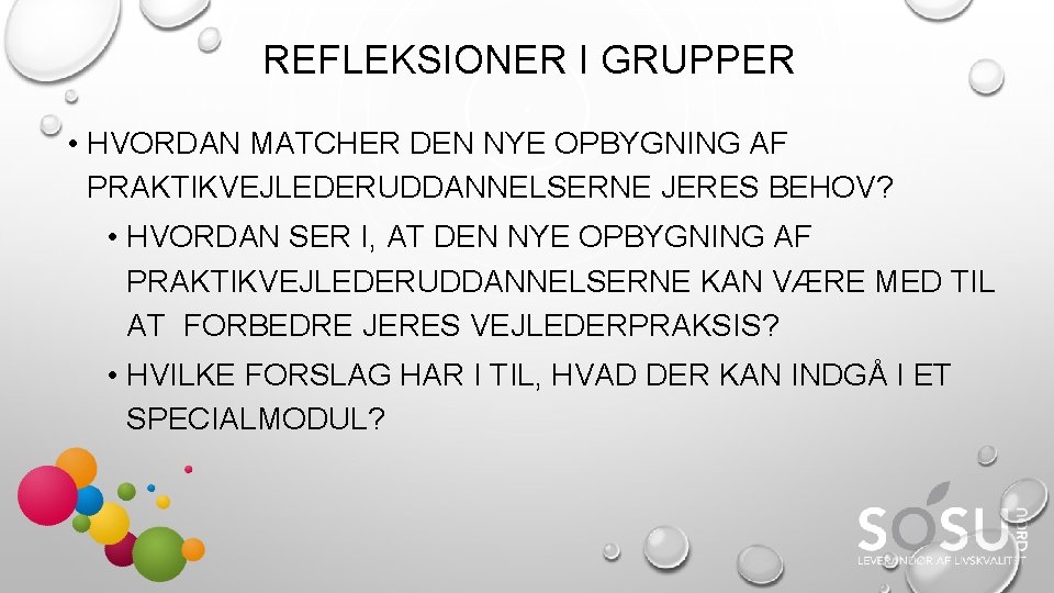 REFLEKSIONER I GRUPPER • HVORDAN MATCHER DEN NYE OPBYGNING AF PRAKTIKVEJLEDERUDDANNELSERNE JERES BEHOV? •