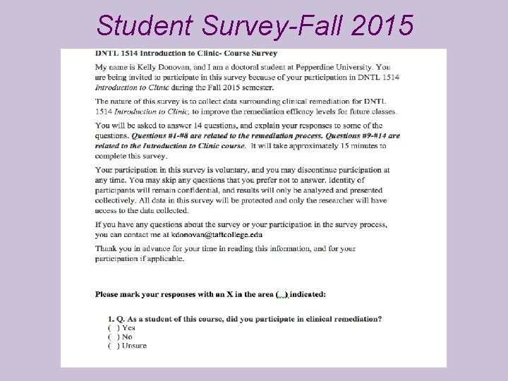 Student Survey-Fall 2015 