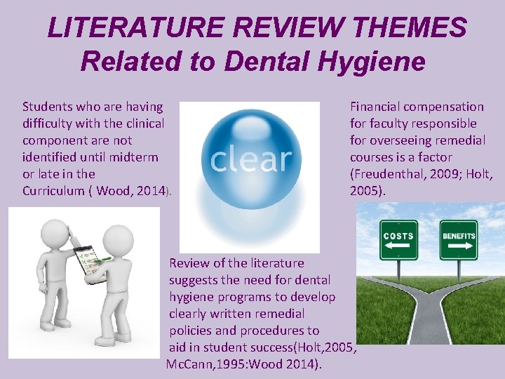LITERATURE REVIEW THEMES Related to Dental Hygiene Students who are having difficulty with the