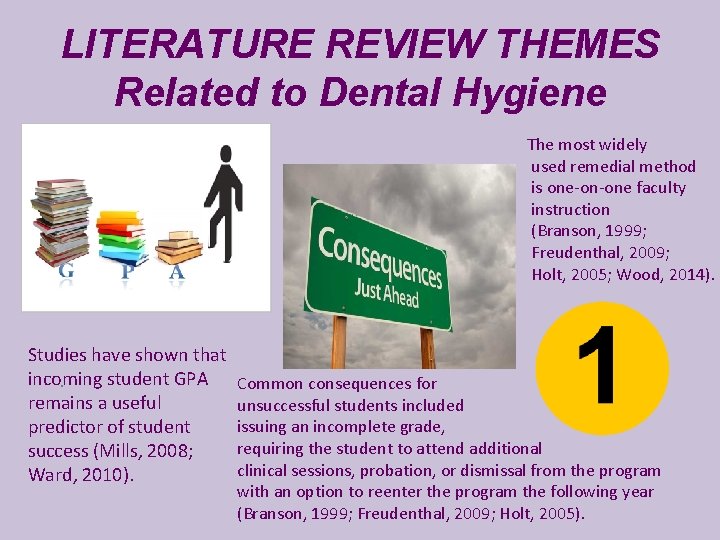 LITERATURE REVIEW THEMES Related to Dental Hygiene The most widely used remedial method is