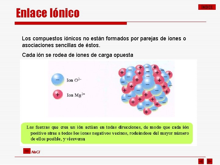 Enlace Iónico Los compuestos iónicos no están formados por parejas de iones o asociaciones