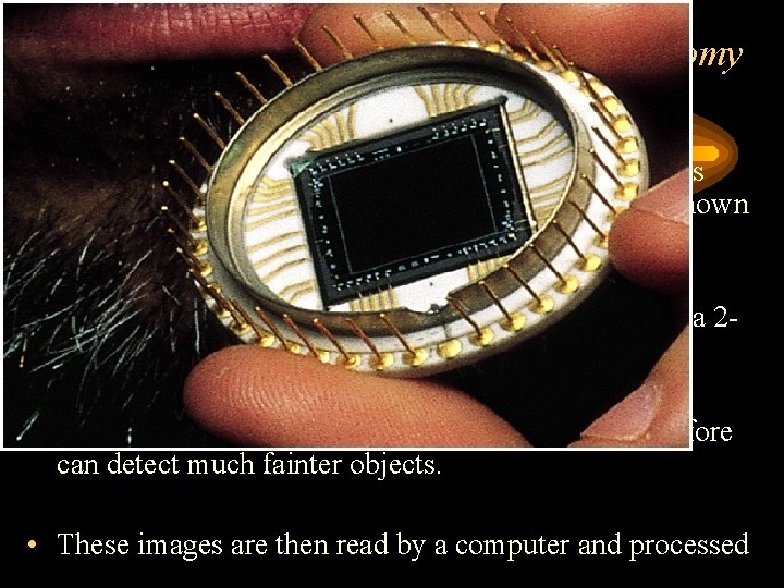 Image processing in Astronomy • Instead of using photographic film to record images present