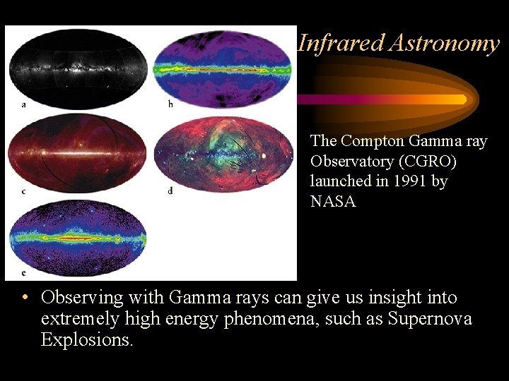 Infrared Astronomy The Compton Gamma ray Observatory (CGRO) launched in 1991 by NASA •