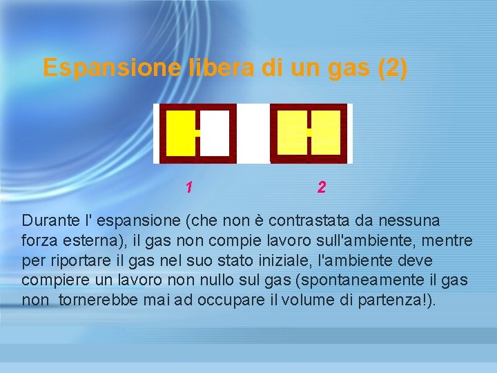 Espansione libera di un gas (2) 1 2 Durante l' espansione (che non è Espansione libera di un gas (2) 1 2 Durante l' espansione (che non è