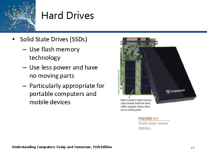 Hard Drives • Solid State Drives (SSDs) – Use flash memory technology – Use