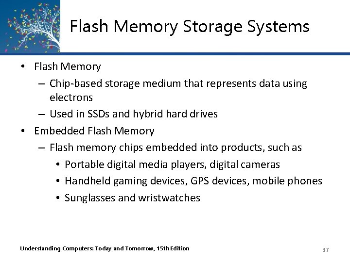 Flash Memory Storage Systems • Flash Memory – Chip-based storage medium that represents data