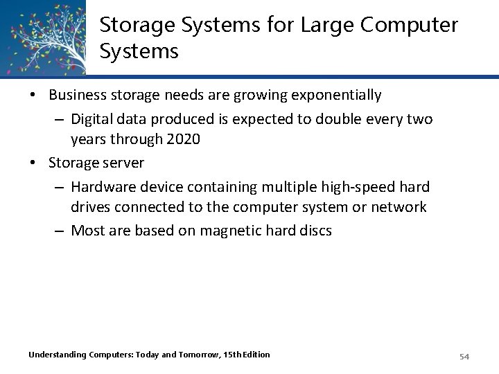 Storage Systems for Large Computer Systems • Business storage needs are growing exponentially –