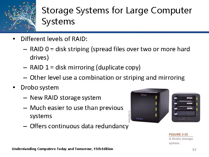 Storage Systems for Large Computer Systems • Different levels of RAID: – RAID 0