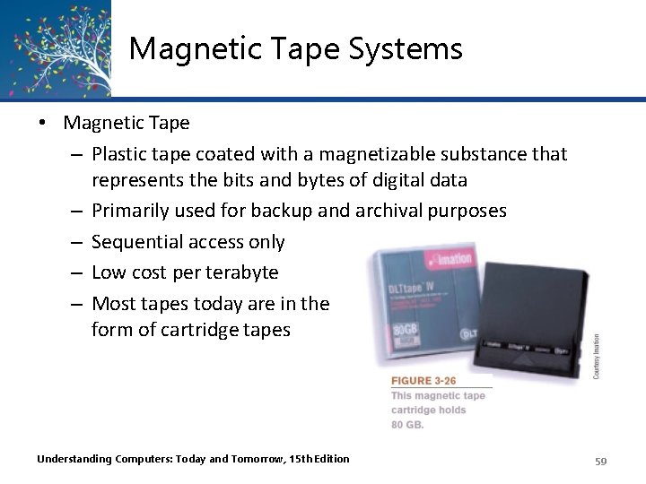 Magnetic Tape Systems • Magnetic Tape – Plastic tape coated with a magnetizable substance