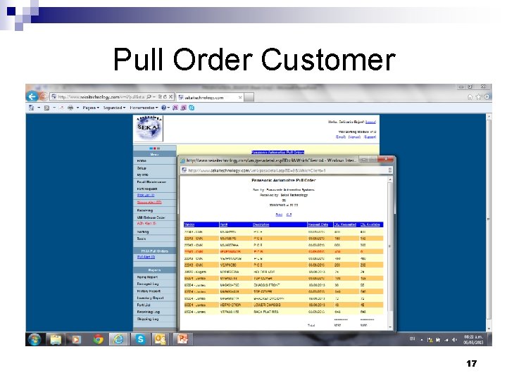 Pull Order Customer 17 