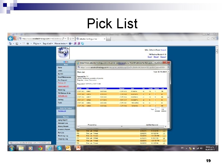 Pick List 19 