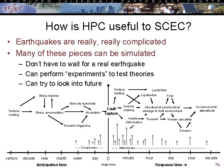 How is HPC useful to SCEC? • Earthquakes are really, really complicated • Many