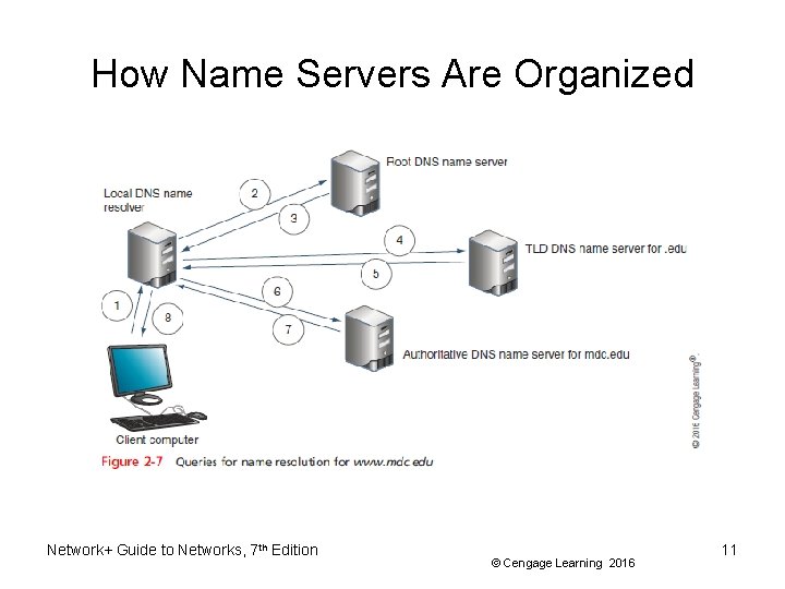 How Name Servers Are Organized Network+ Guide to Networks, 7 th Edition © Cengage