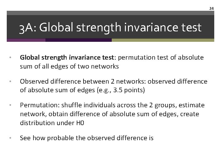 24 3 A: Global strength invariance test • Global strength invariance test: permutation test