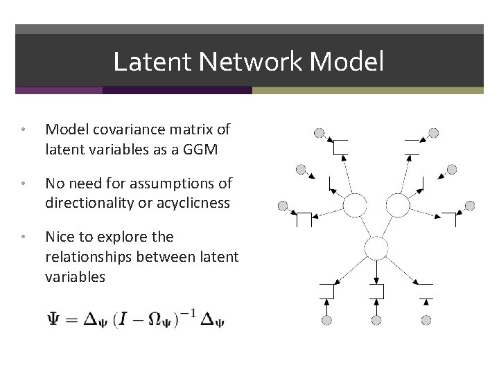 Latent Network Model • Model covariance matrix of latent variables as a GGM •