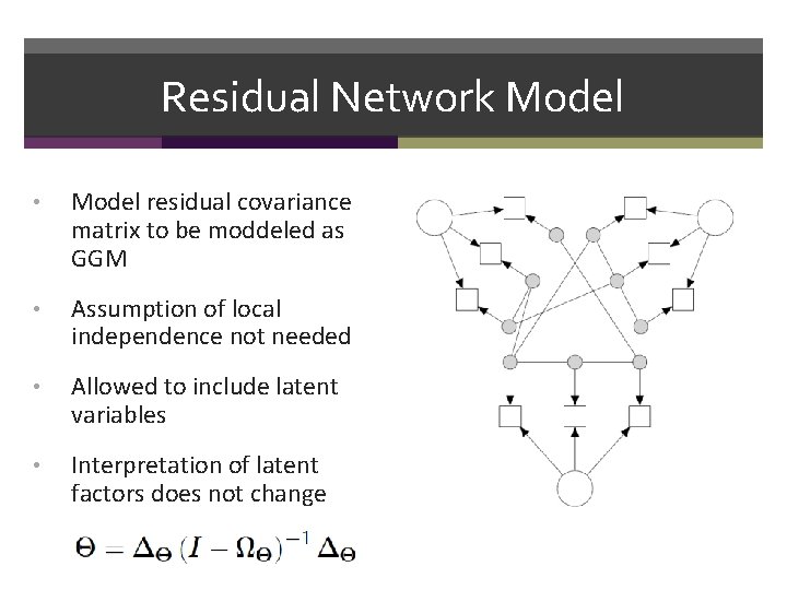 Residual Network Model • Model residual covariance matrix to be moddeled as GGM •