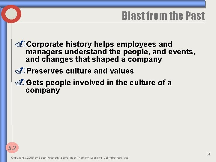 Blast from the Past. Corporate history helps employees and managers understand the people, and