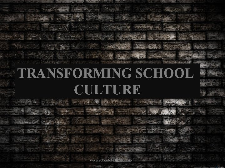 TRANSFORMING SCHOOL CULTURE www. schoolofeducators. com 