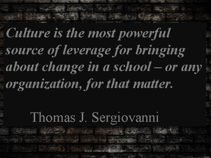 Culture is the most powerful source of leverage for bringing about change in a