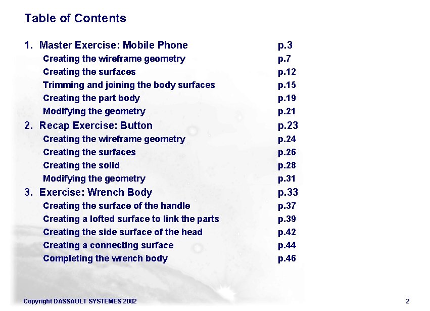 Table of Contents 1. Master Exercise: Mobile Phone Creating the wireframe geometry Creating the