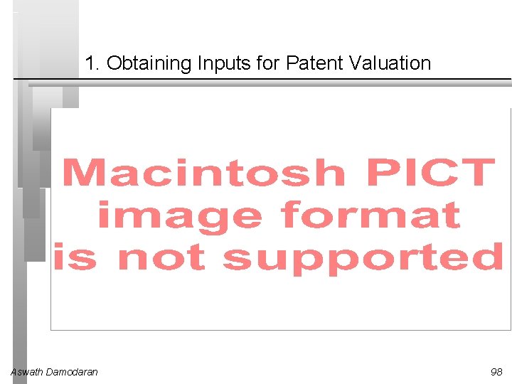 1. Obtaining Inputs for Patent Valuation Aswath Damodaran 98 