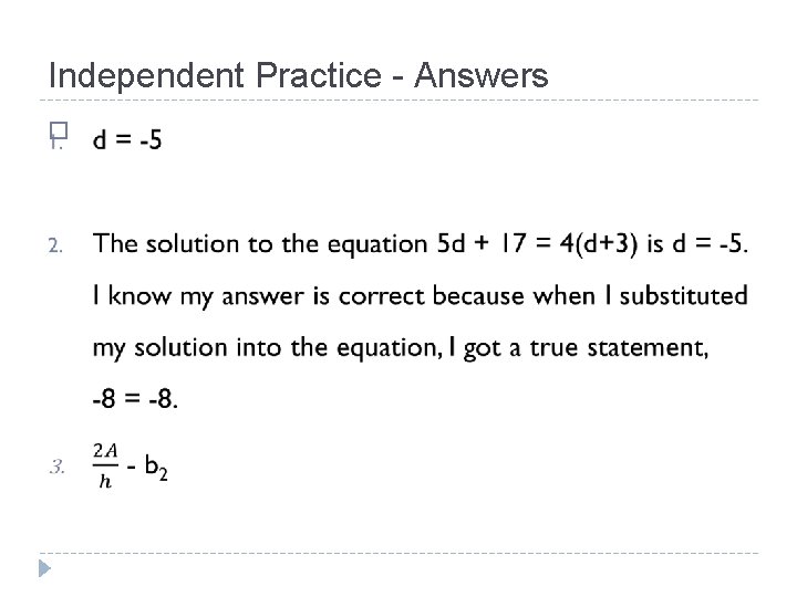 Independent Practice - Answers � 