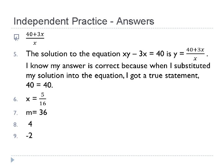 Independent Practice - Answers � 