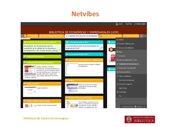 Netvibes Bibliotecas del Campus de Somosaguas 