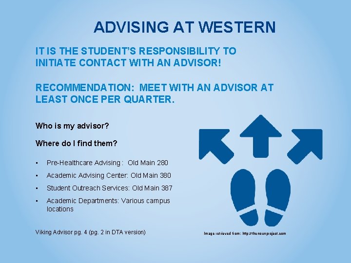 ADVISING AT WESTERN IT IS THE STUDENT’S RESPONSIBILITY TO INITIATE CONTACT WITH AN ADVISOR!