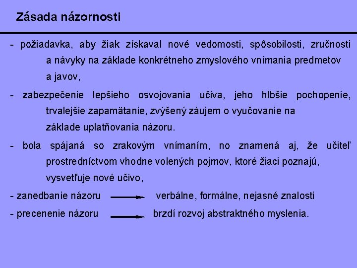 Zásada názornosti - požiadavka, aby žiak získaval nové vedomosti, spôsobilosti, zručnosti a návyky na Zásada názornosti - požiadavka, aby žiak získaval nové vedomosti, spôsobilosti, zručnosti a návyky na