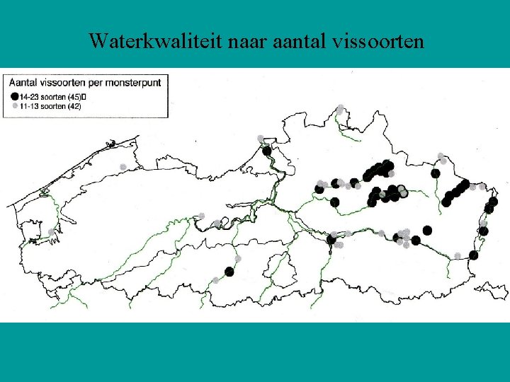 Waterkwaliteit naar aantal vissoorten Vlaanderen 