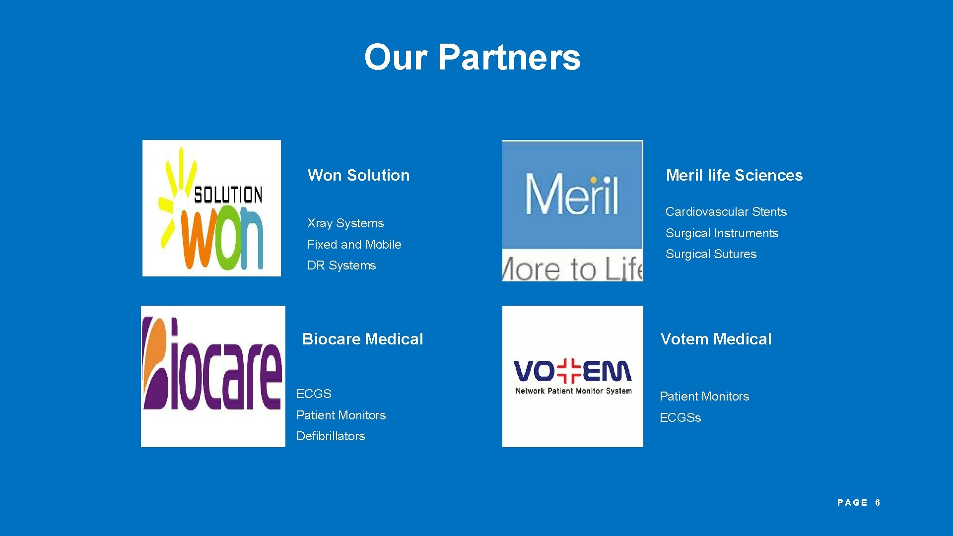 Our Partners Won Solution Xray Systems Fixed and Mobile DR Systems Biocare Medical Meril