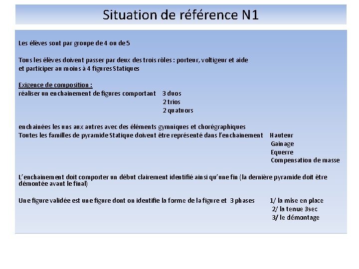 Situation de référence N 1 Les élèves sont par groupe de 4 ou de