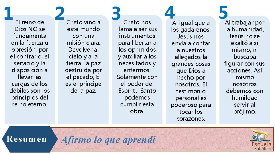 1 El reino de Dios NO se fundamenta en la fuerza u opresión, por