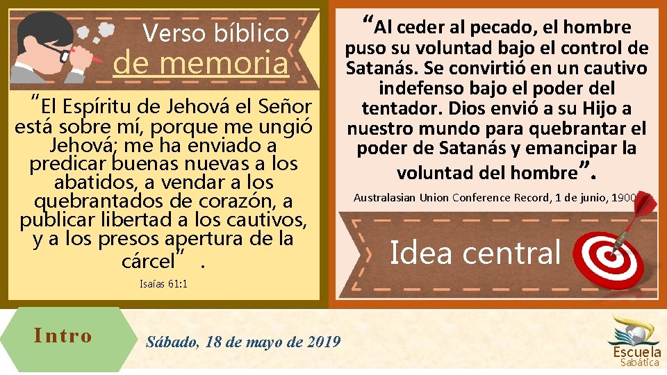 Verso bíblico de memoria “El Espíritu de Jehová el Señor está sobre mí, porque