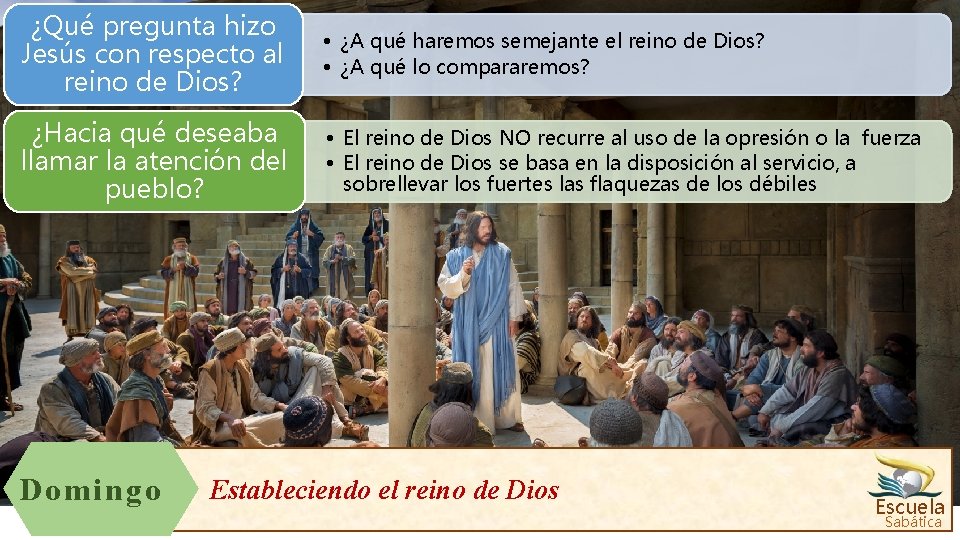 ¿Qué pregunta hizo Jesús con respecto al reino de Dios? • ¿A qué haremos