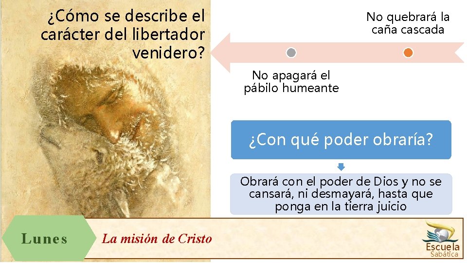 ¿Cómo se describe el carácter del libertador venidero? No quebrará la caña cascada No