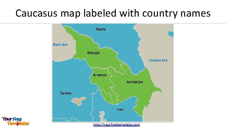 Caucasus map labeled with country names Russia Black Sea Georgia Caspian Sea Armenia Azerbaijan