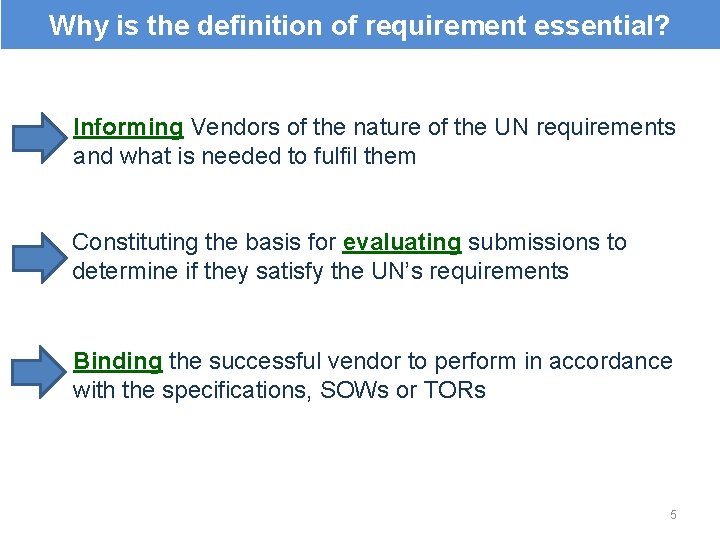 Why is the definition of requirement essential? Informing Vendors of the nature of the